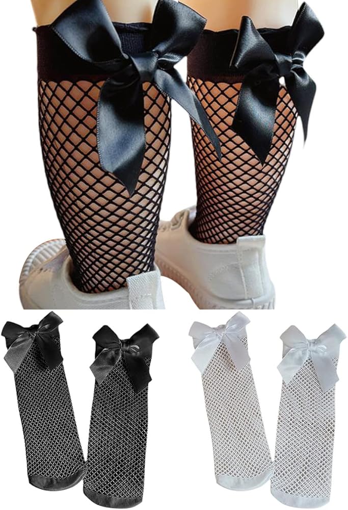 fishnet socks with bow