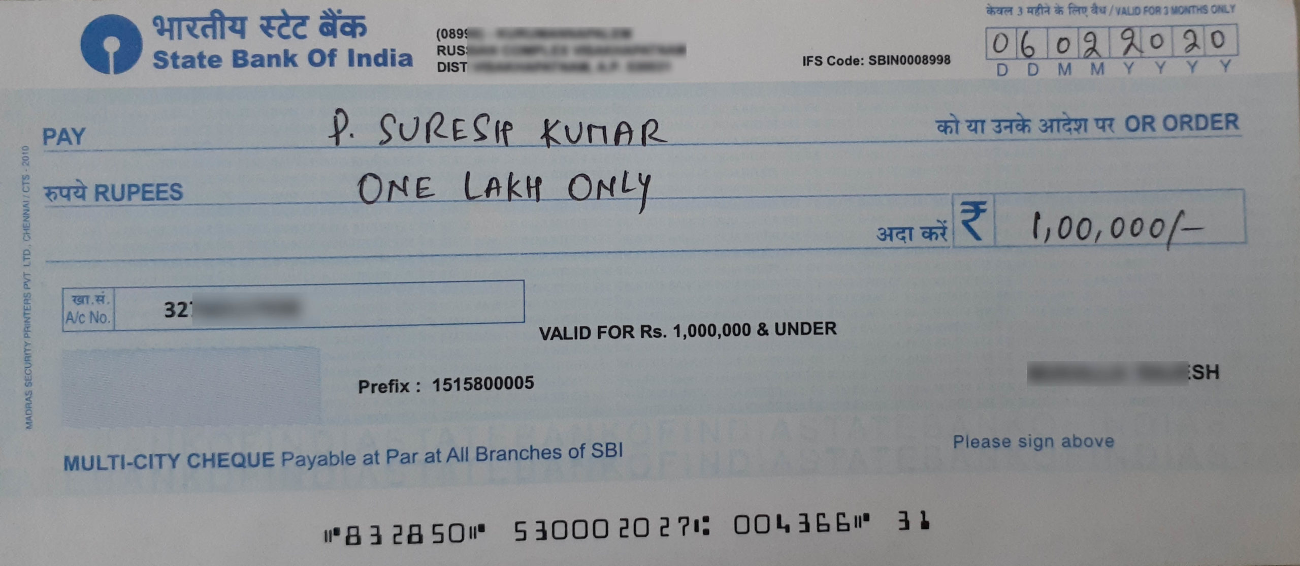 five lakh only