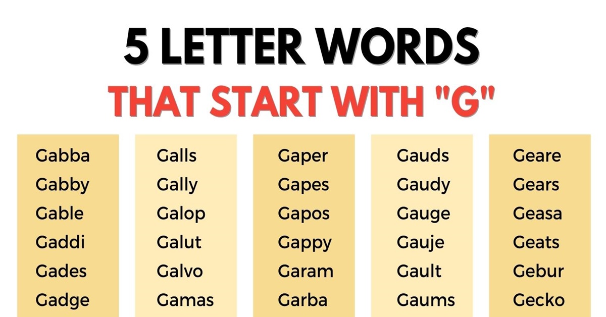 five letter word middle letter g