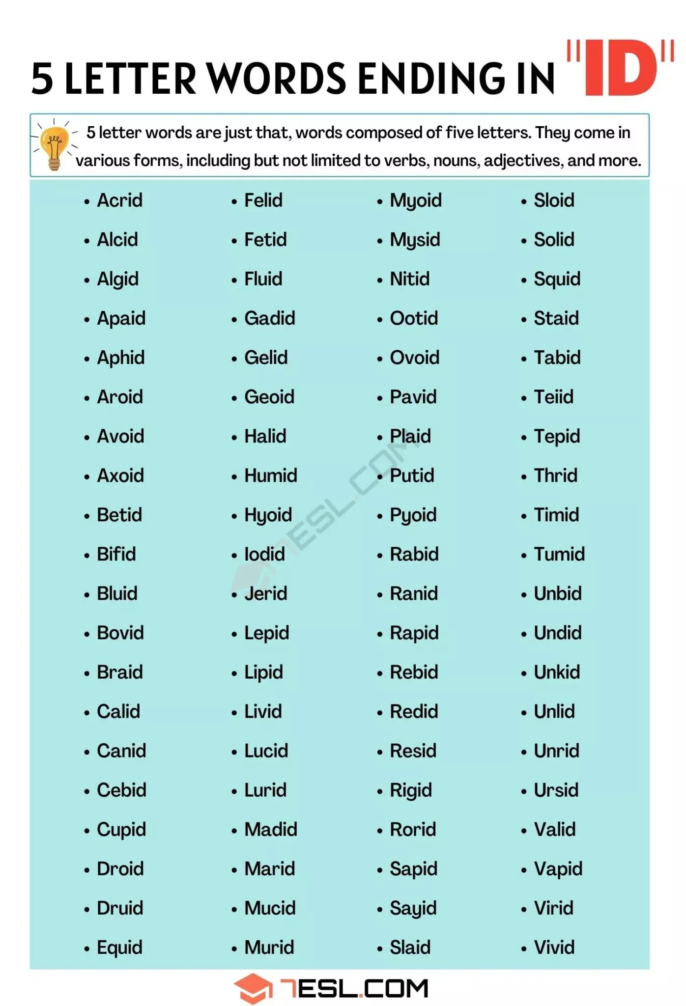 five letter words ending in age