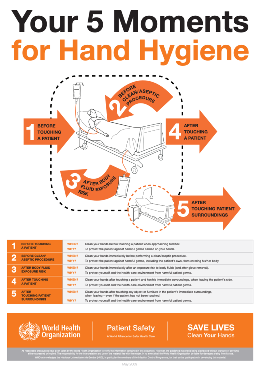 five moments for hand hygiene poster