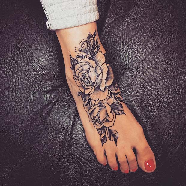 flower foot tattoo