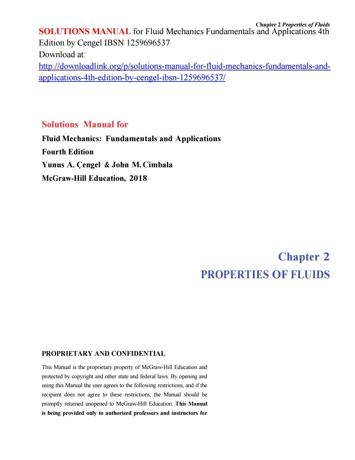 fluid mechanics fundamentals and applications solutions