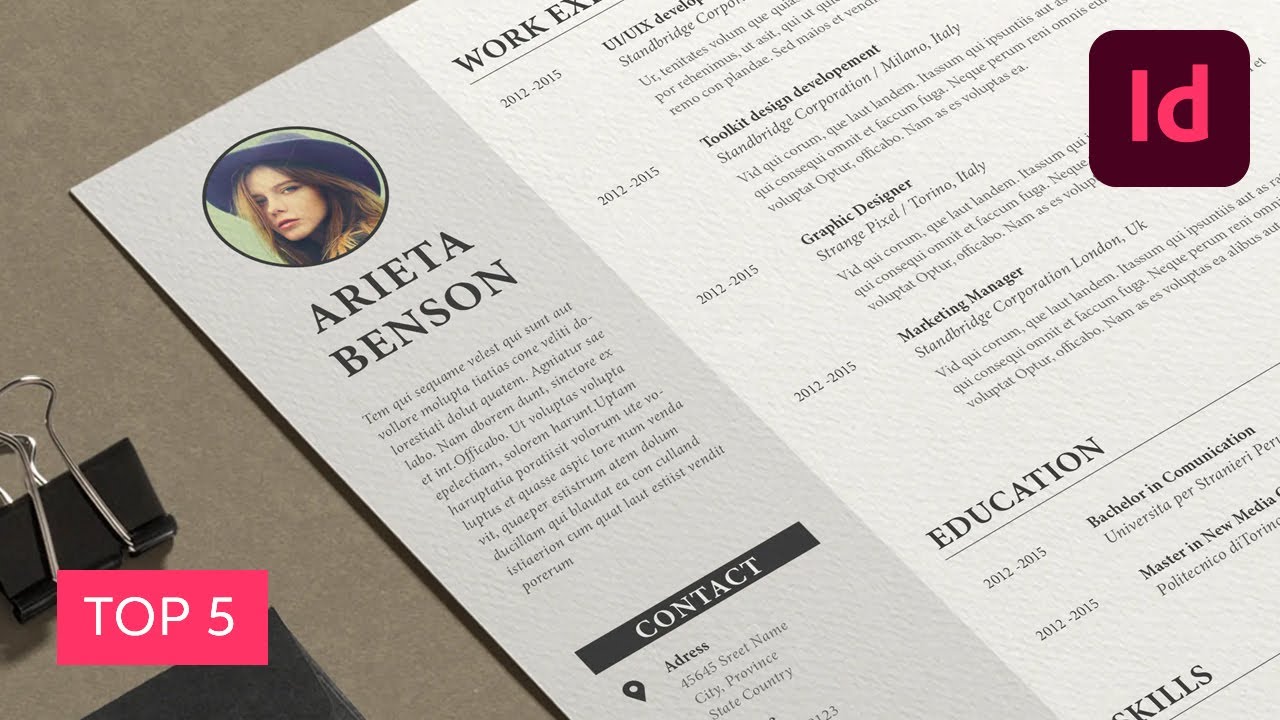 free indesign resume template