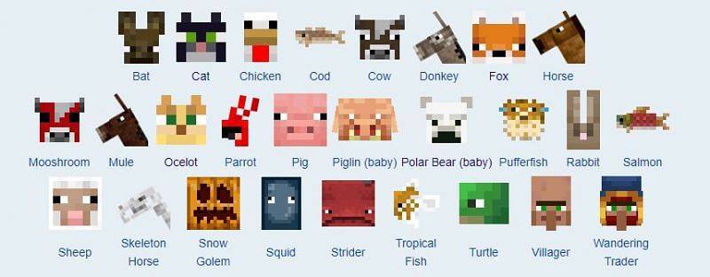 friendly mobs minecraft