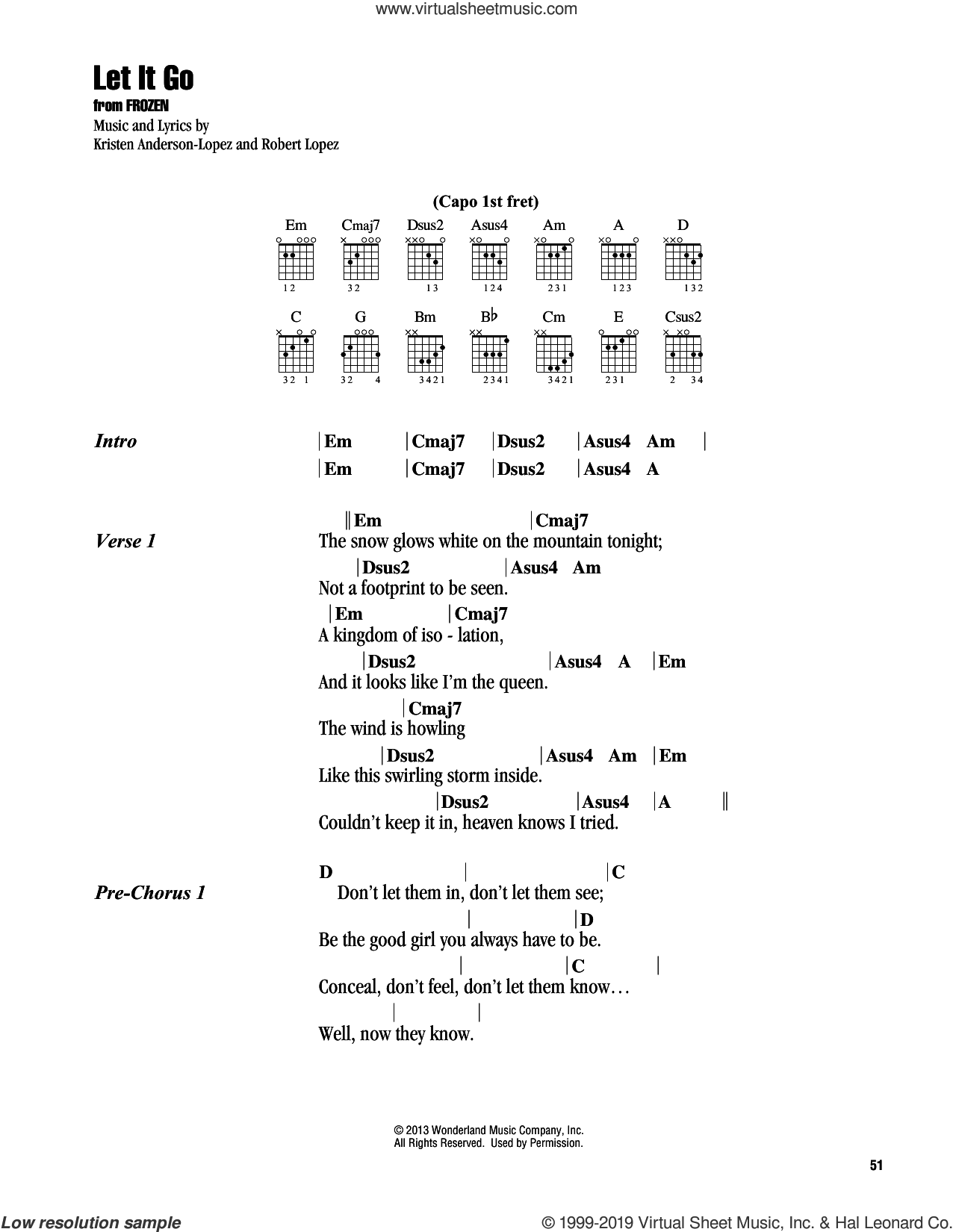 frozen let it go chords