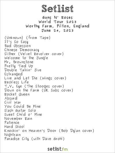 g n r setlist 2023