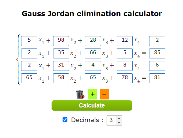 gauss jordan solver