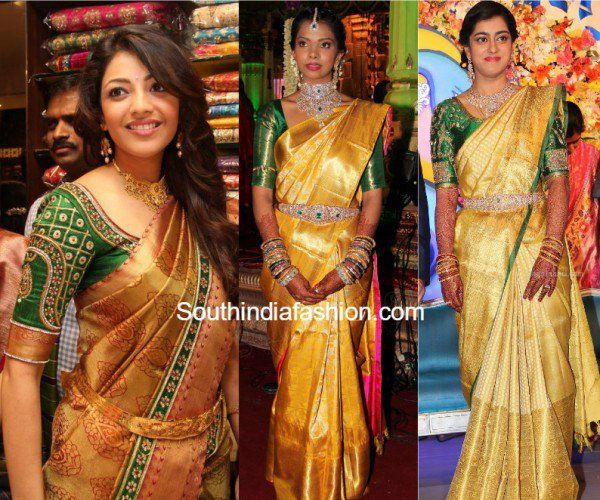 gold colour saree blouse