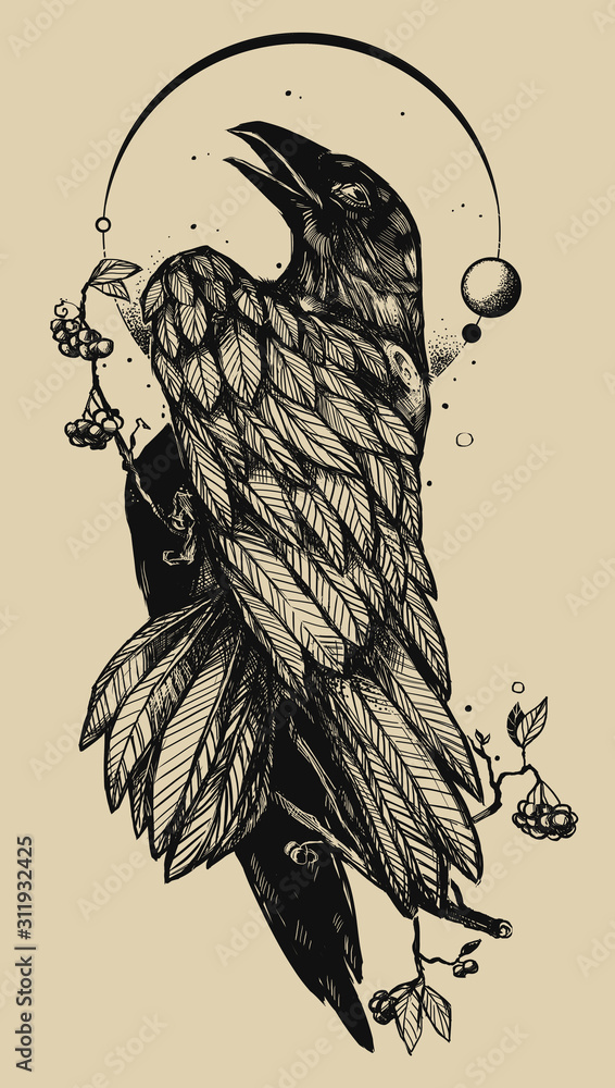 gothic crow tattoo