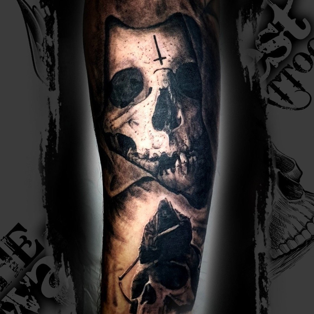 grim reaper tattoos on forearm