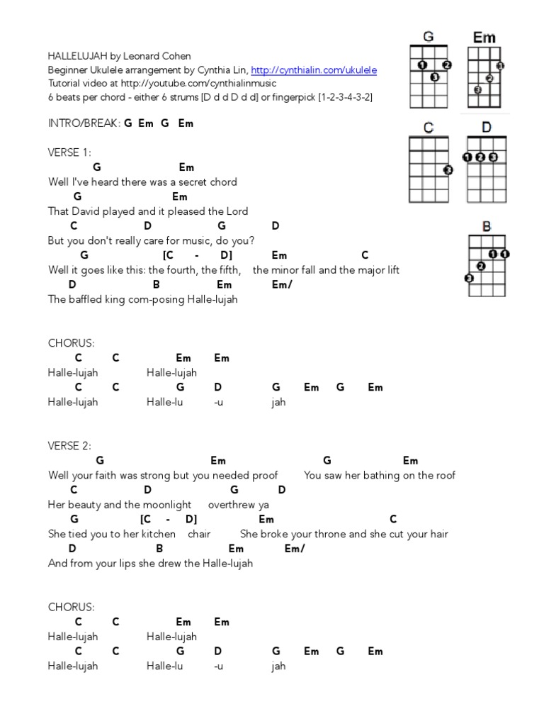 hallelujah uke chords