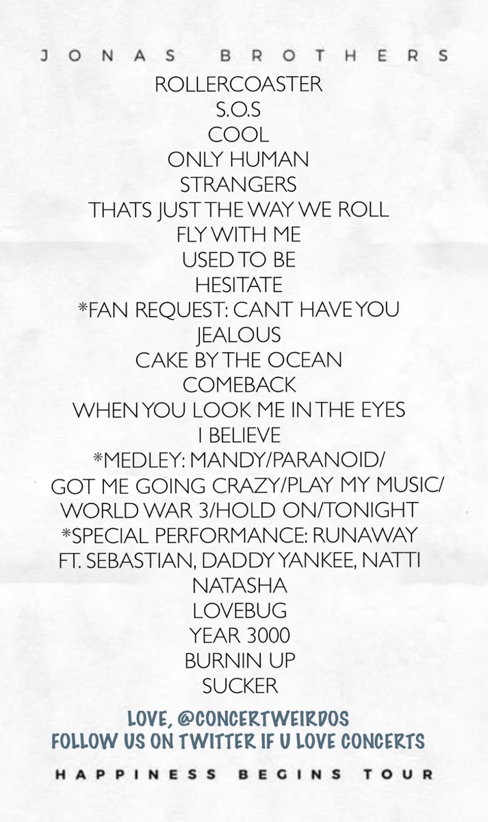 happiness begins tour setlist