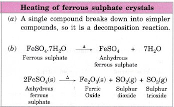 heating of ferrous sulphate crystal