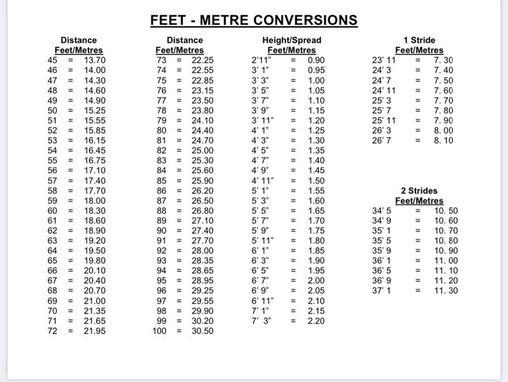 height converter feet to m