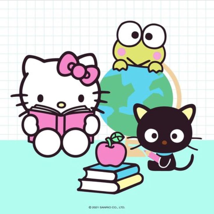 hello kitty estudiando