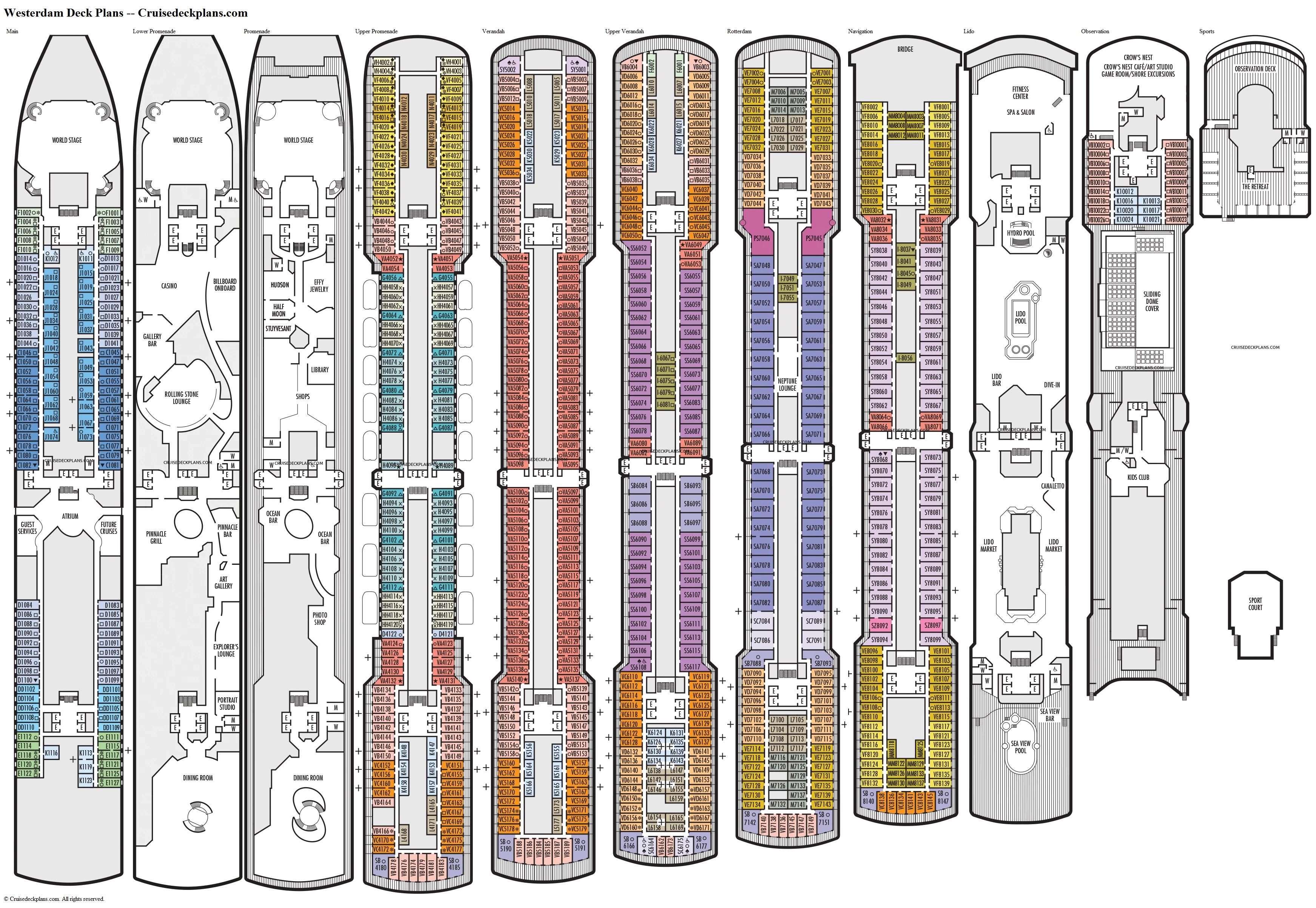 holland america westerdam deck plan