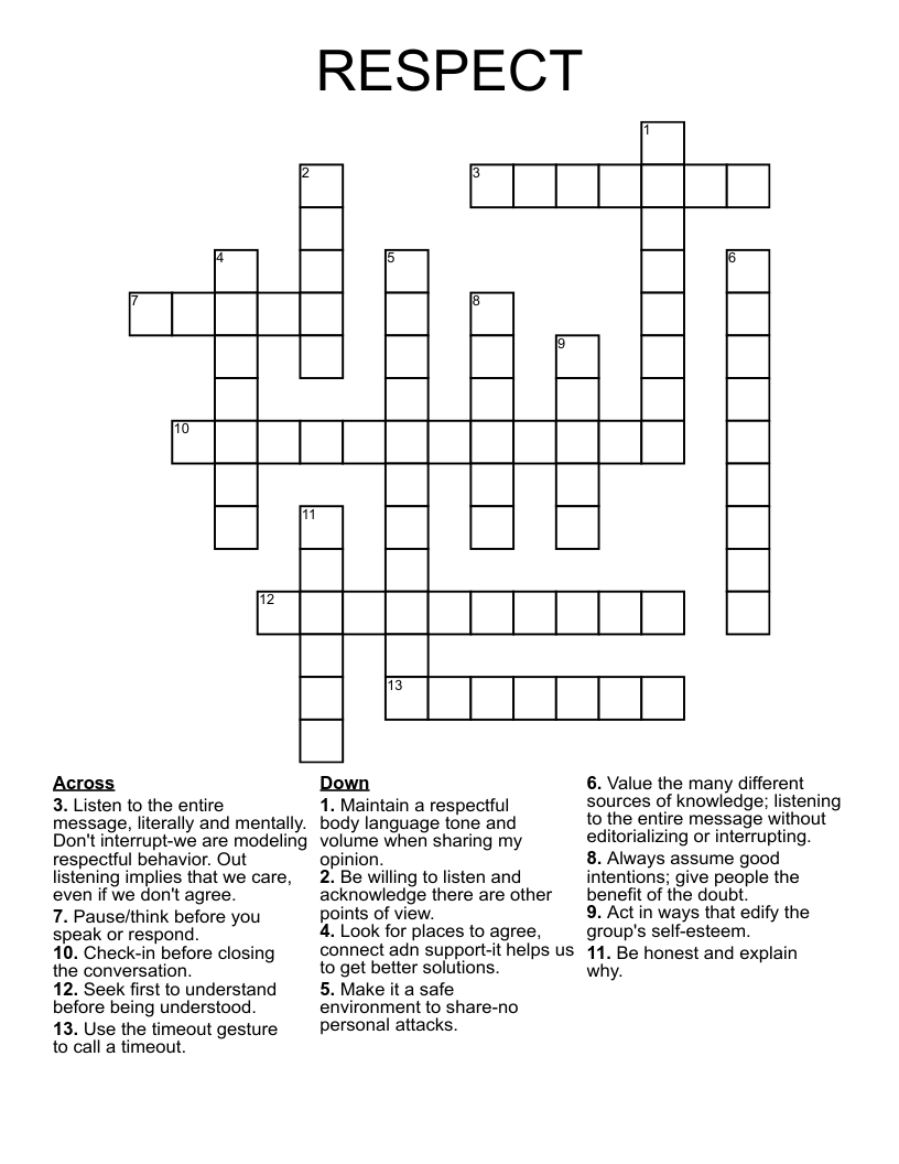 honest or respectable course crossword