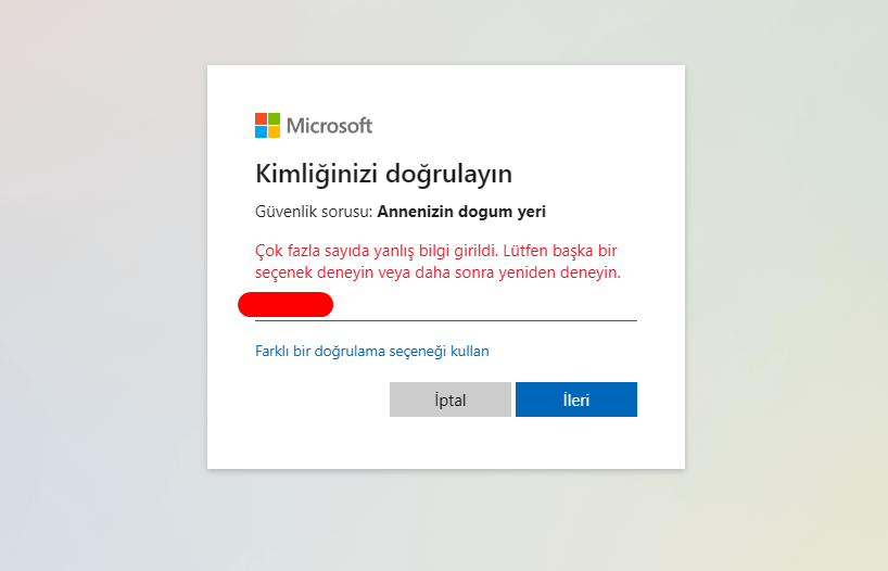 hotmail güvenlik sorumu unuttum