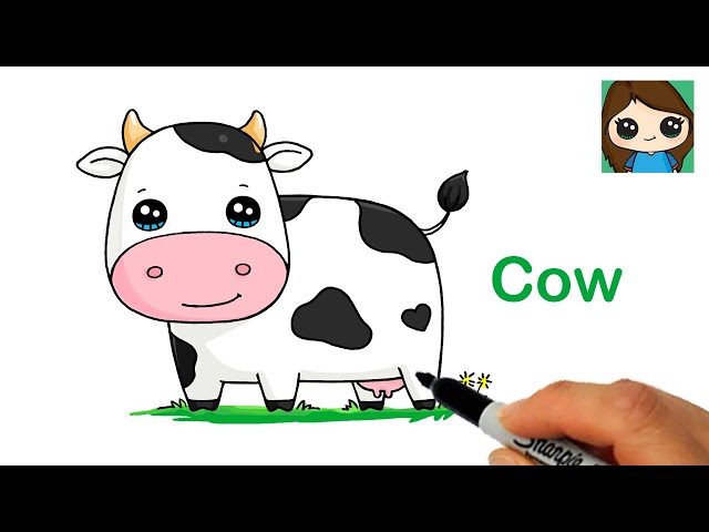 how to draw a cow for kids