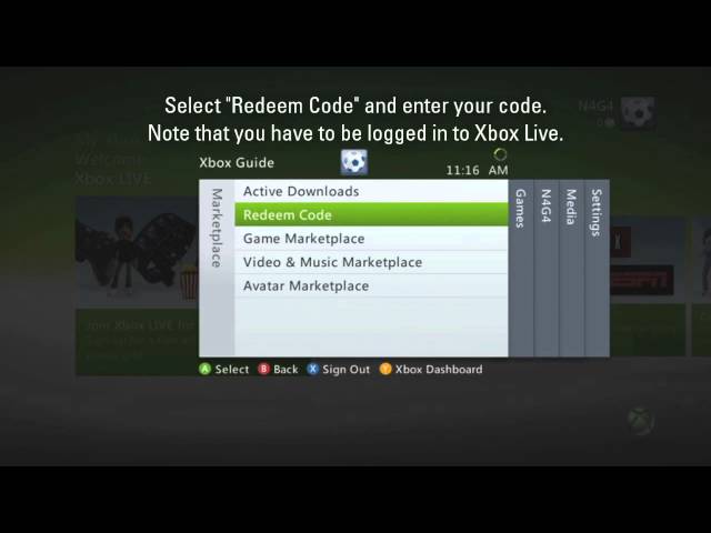 how to redeem code for xbox live