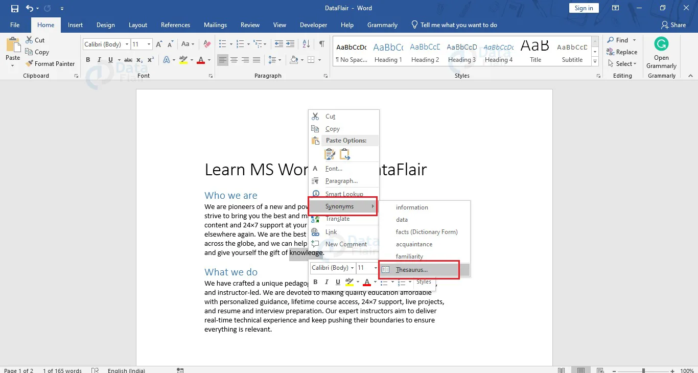 how to use thesaurus for word search