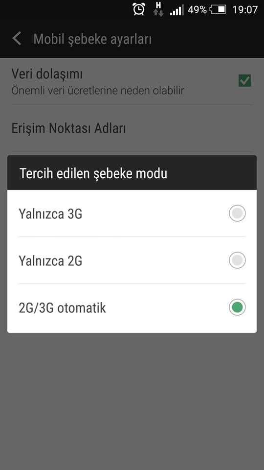 htc sebeke ayarlari nerde