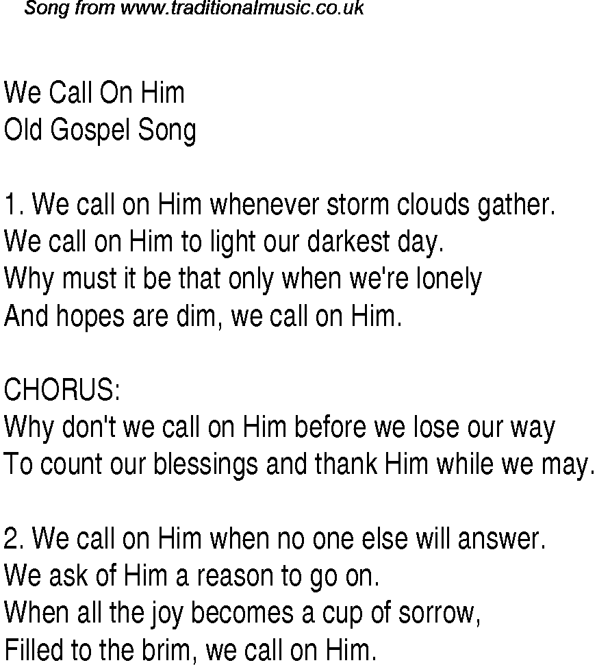 if we call to him lyrics