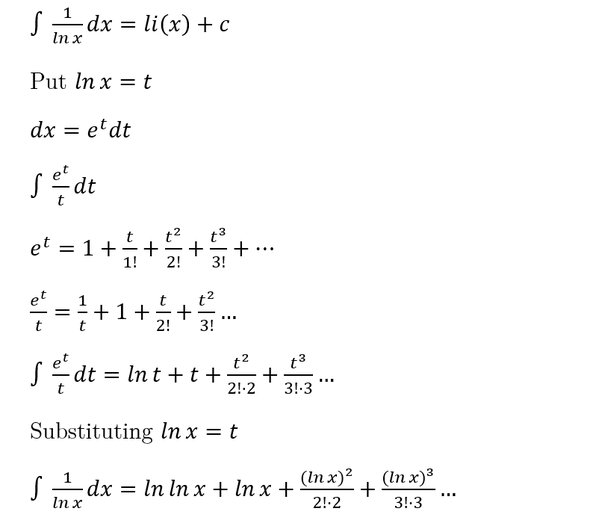 integral of 1 ln x