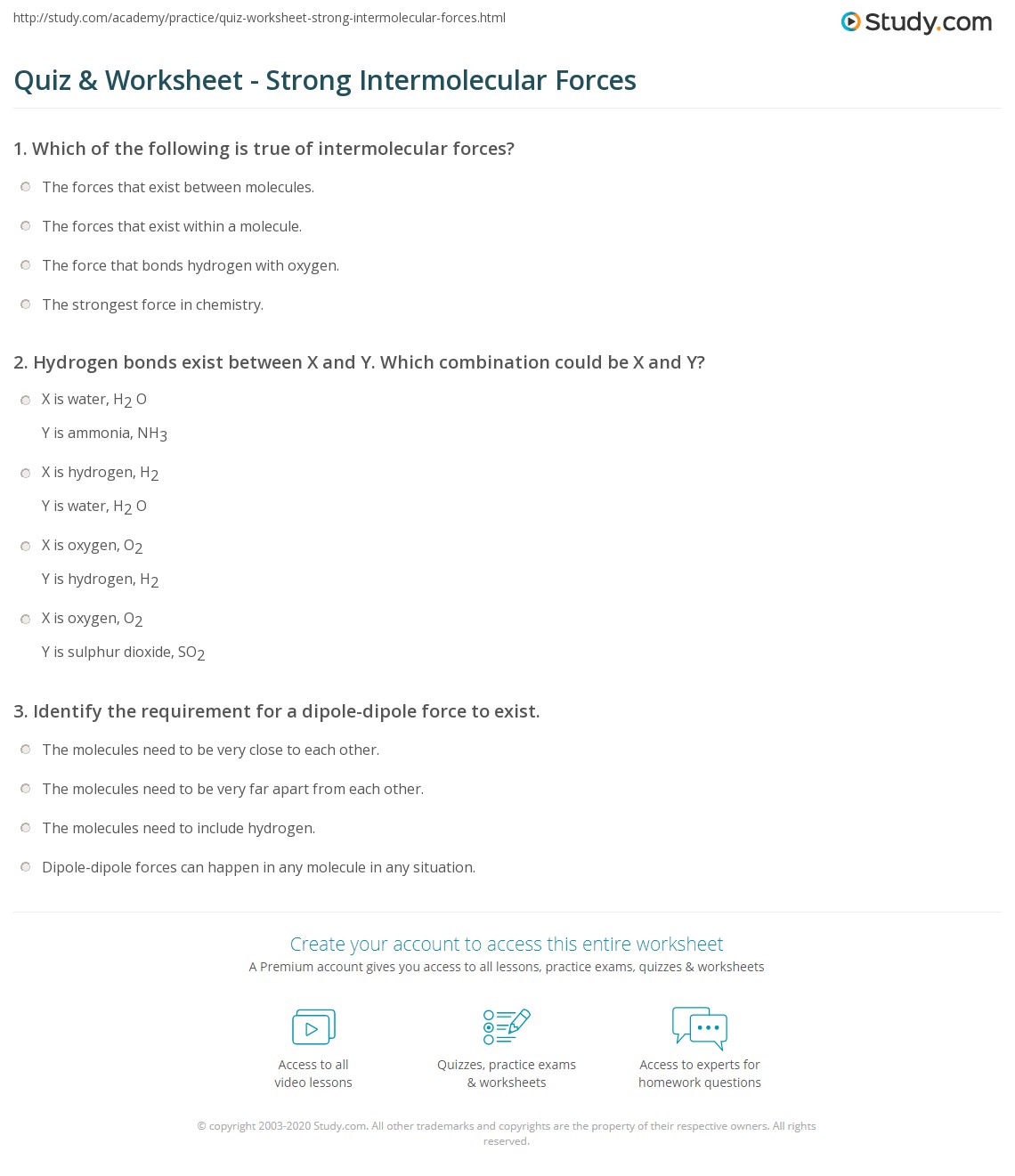 intermolecular forces quiz