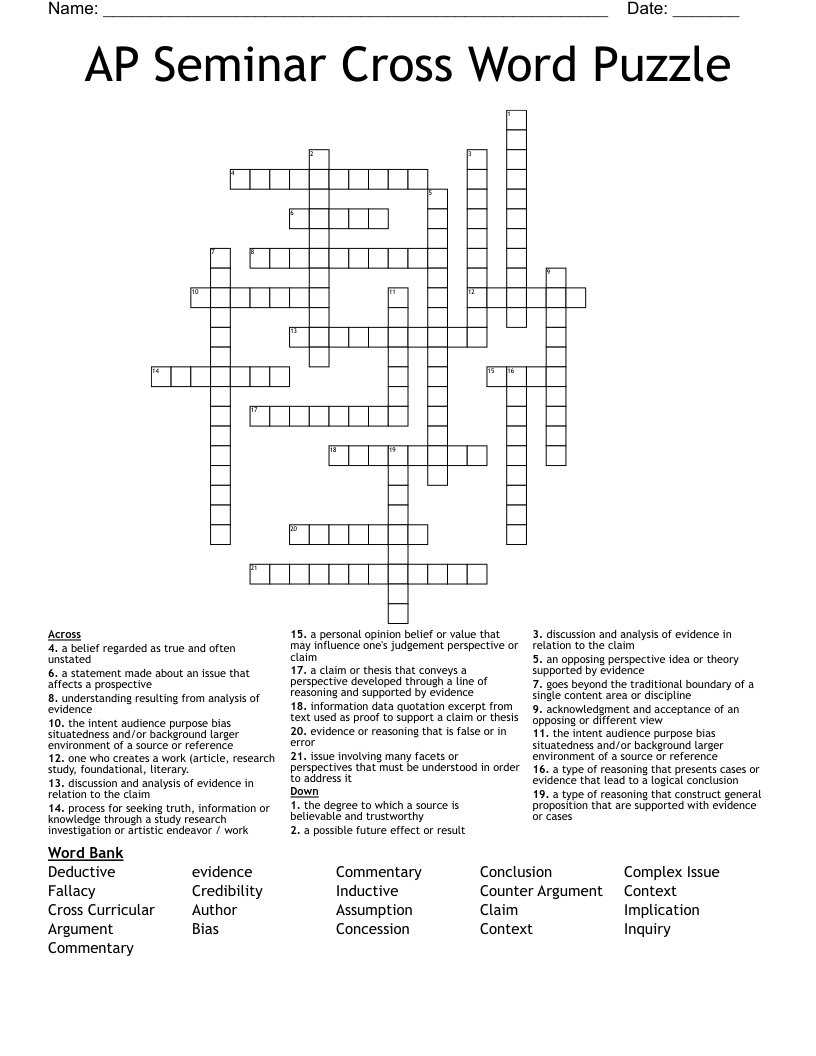 internet seminar crossword