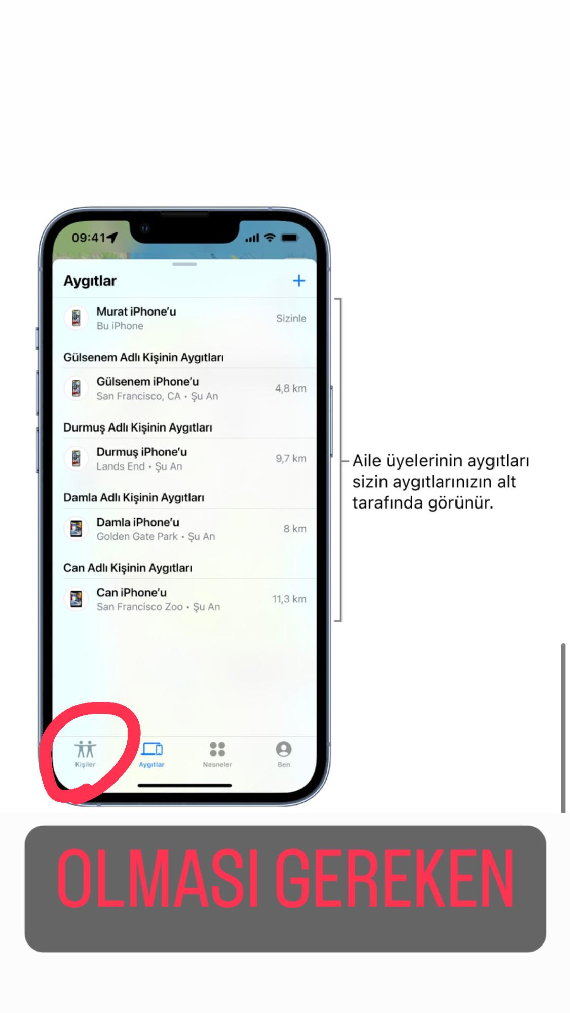 iphone arkadaş bul yanlış konum