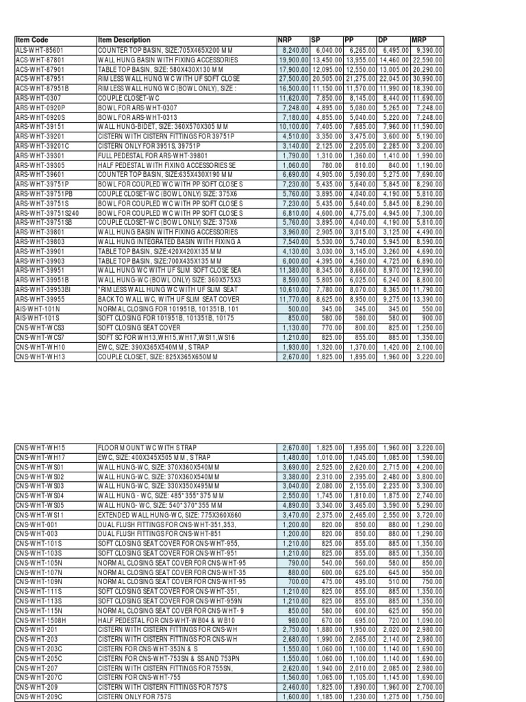 jaquar catalogue with price list 2022