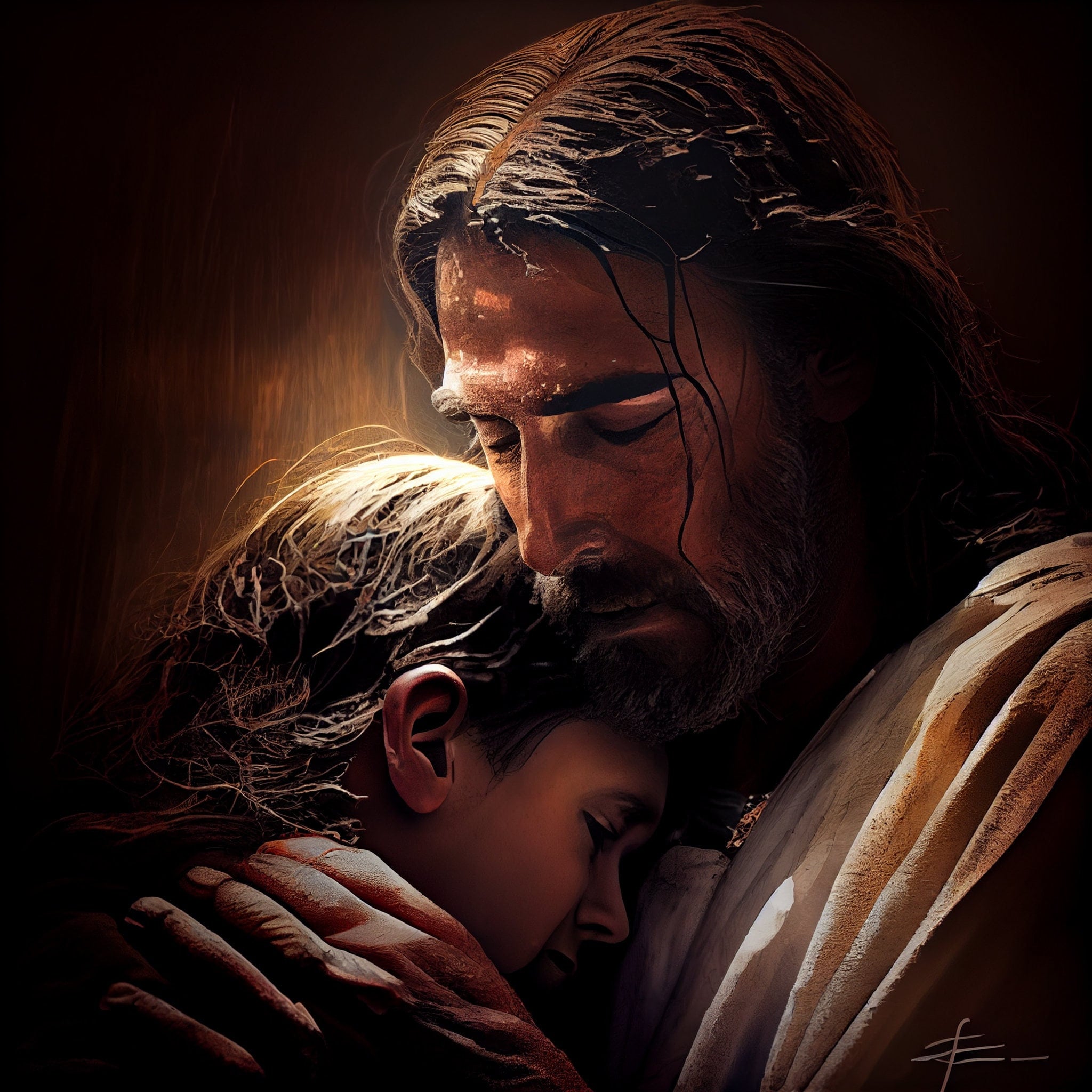 jesus hugging girl