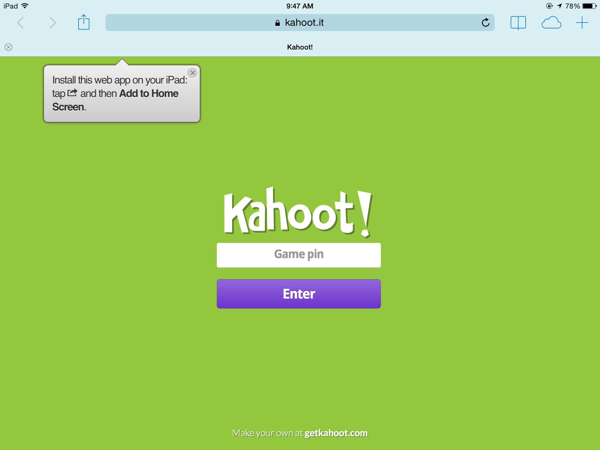 kahoot.it login