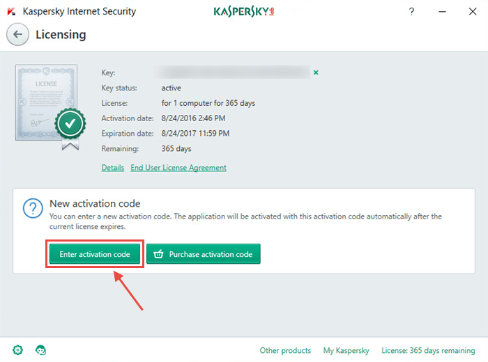 kaspersky trial version activation code