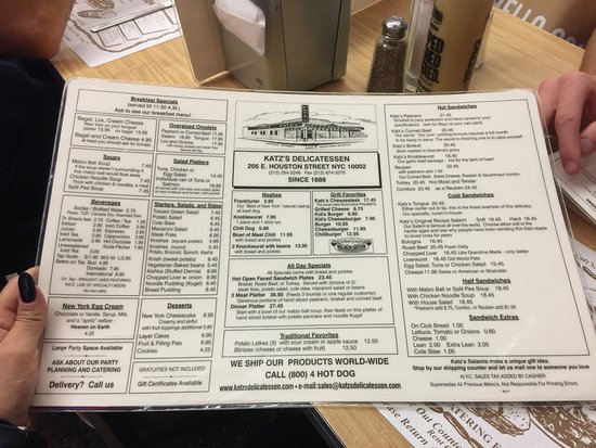 katz ny menu