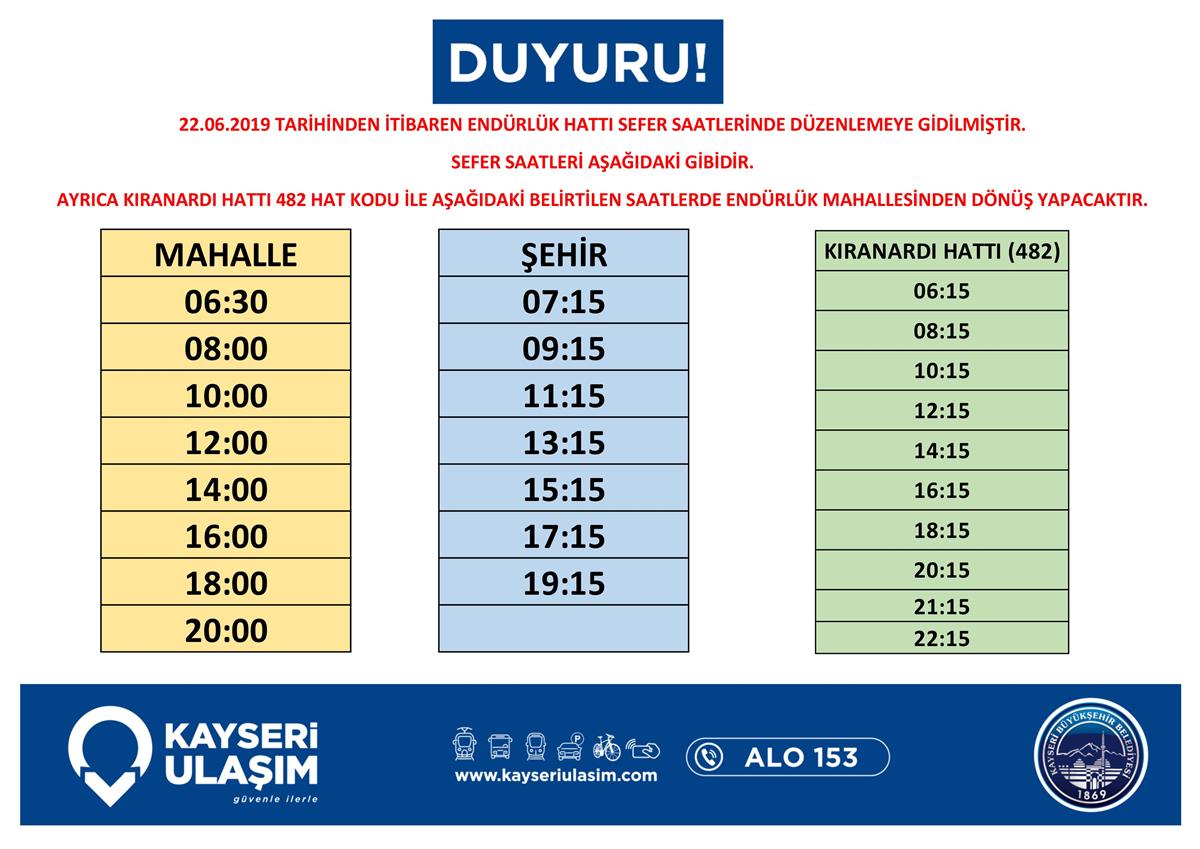 kayseri otobüs saatleri