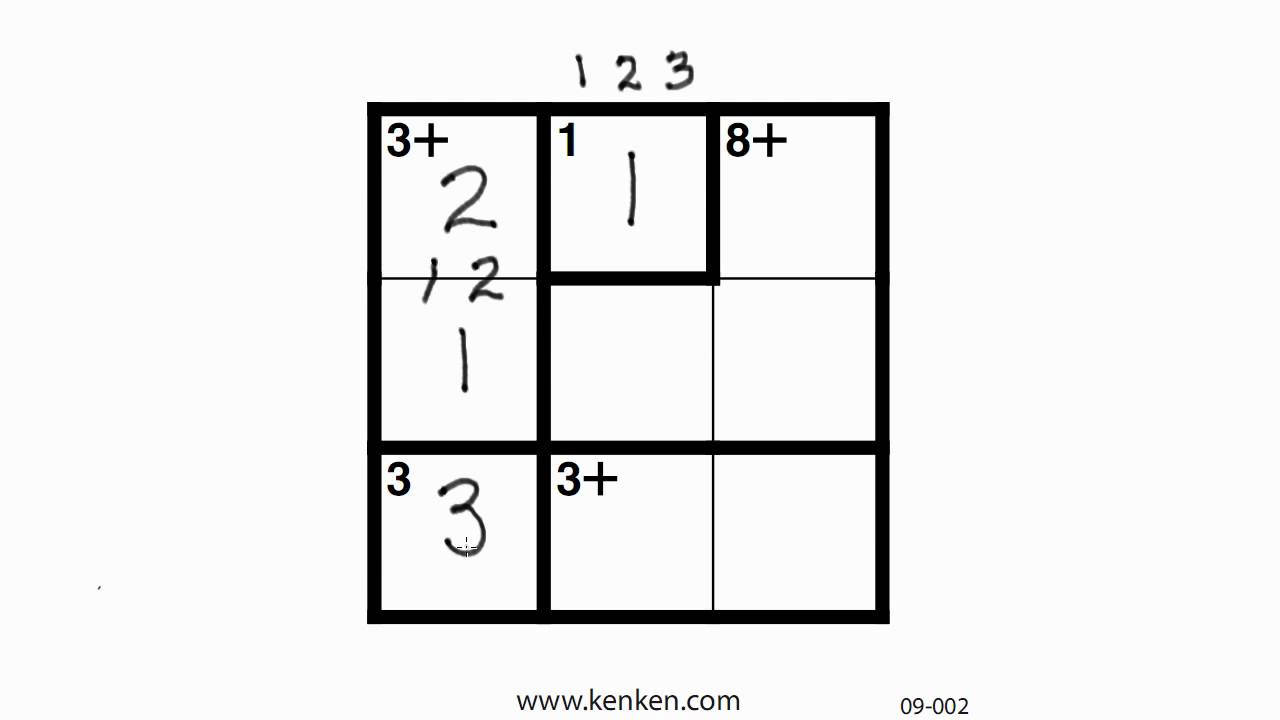 kenken puzzle 3x3 with answer