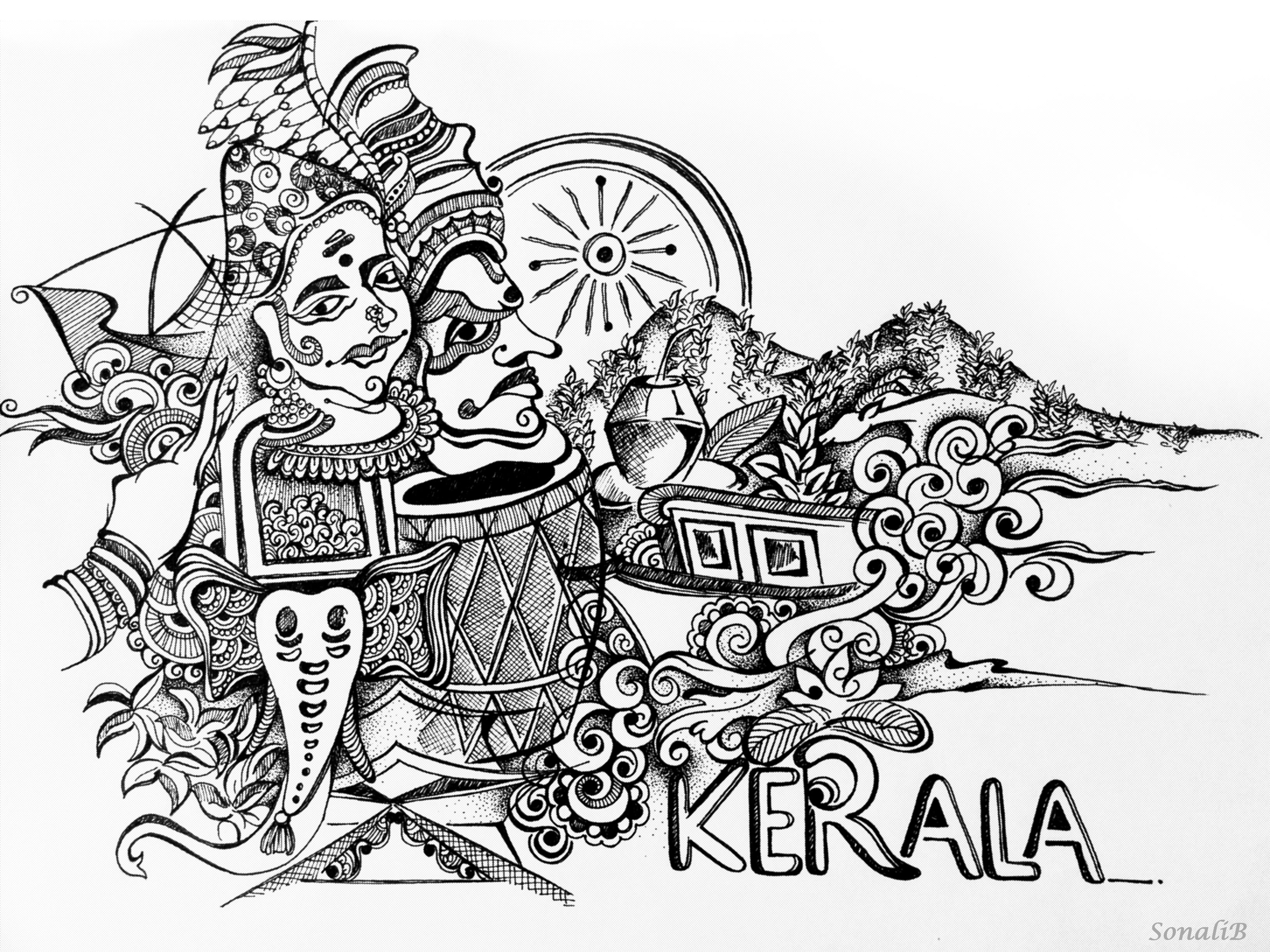 kerala art drawing