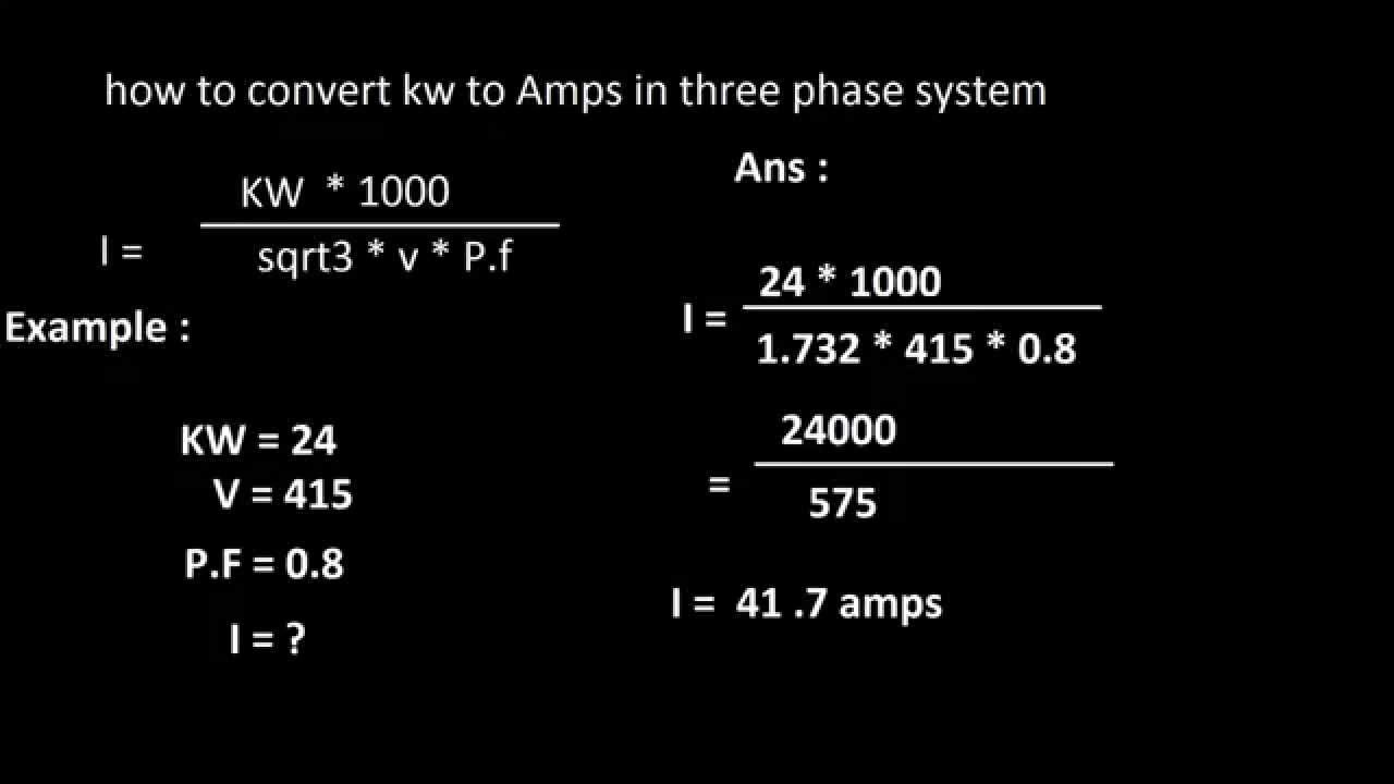 kw to amps in 3 phase