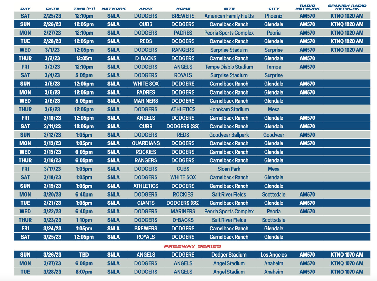 la dodgers home games 2023