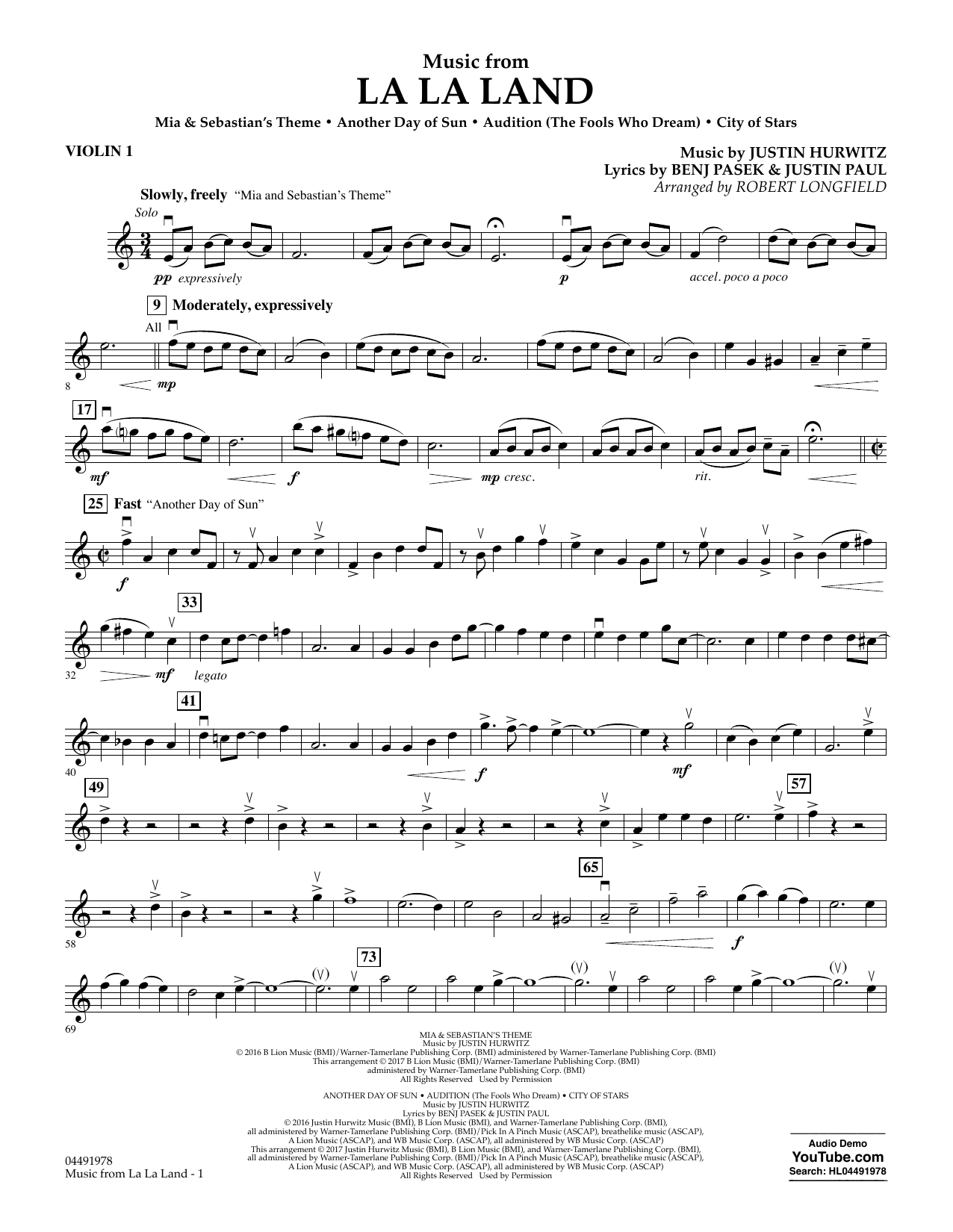 la la land violin sheet