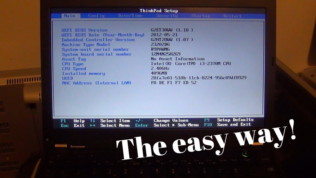 lenovo thinkpad bios key