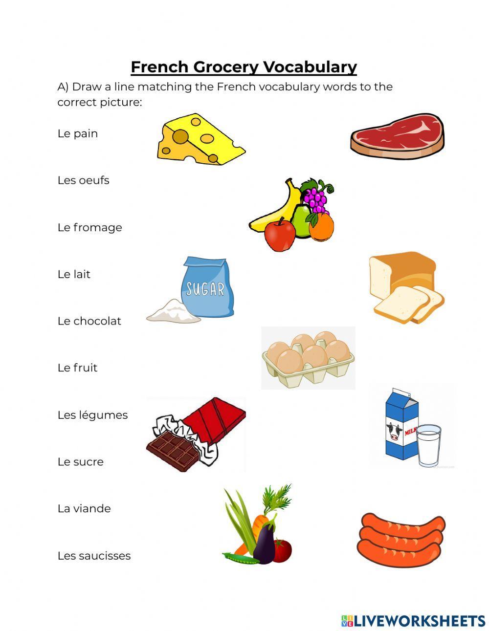 live worksheets french