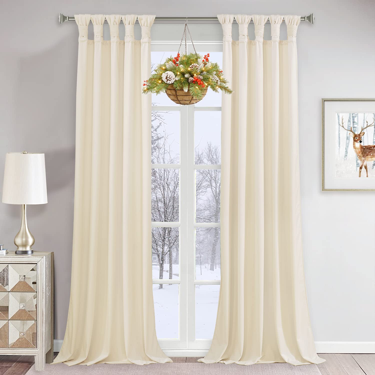 long cream curtains