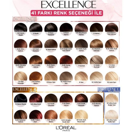 loreal paris excellence creme hair color chart