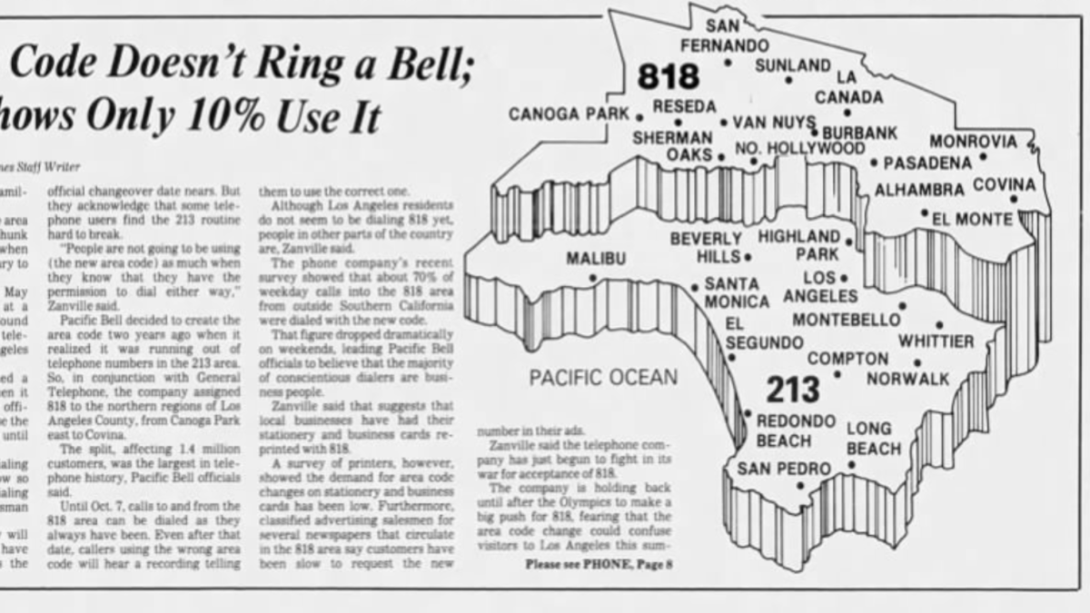 los angeles california area code