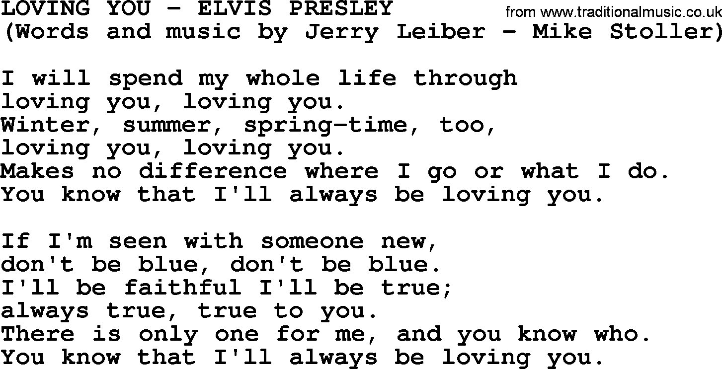 loving you elvis lyrics