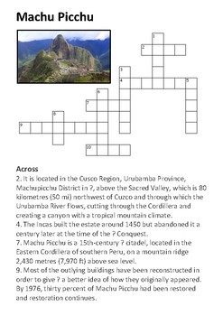 machu picchu builder crossword